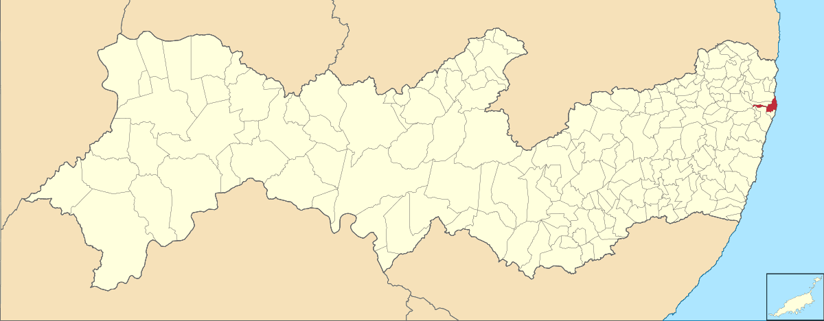 Mapa de localização do município de Paulista dentro do estado de Pernambuco