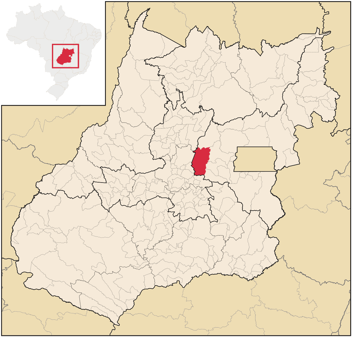 Mapa de localização do município de Pirenópolis dentro do estado de Goiás