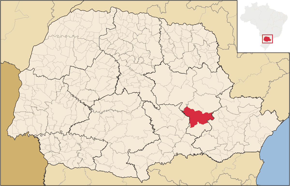 Mapa de localização do município de Ponta Grossa dentro do estado do Paraná