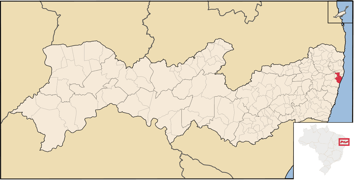Mapa de localização do município do Recife dentro do estado de Pernambuco