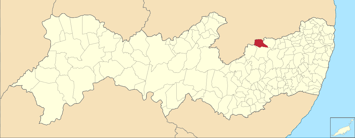Mapa de localização do município de Santa Cruz do Capibaribe dentro do estado de Pernambuco