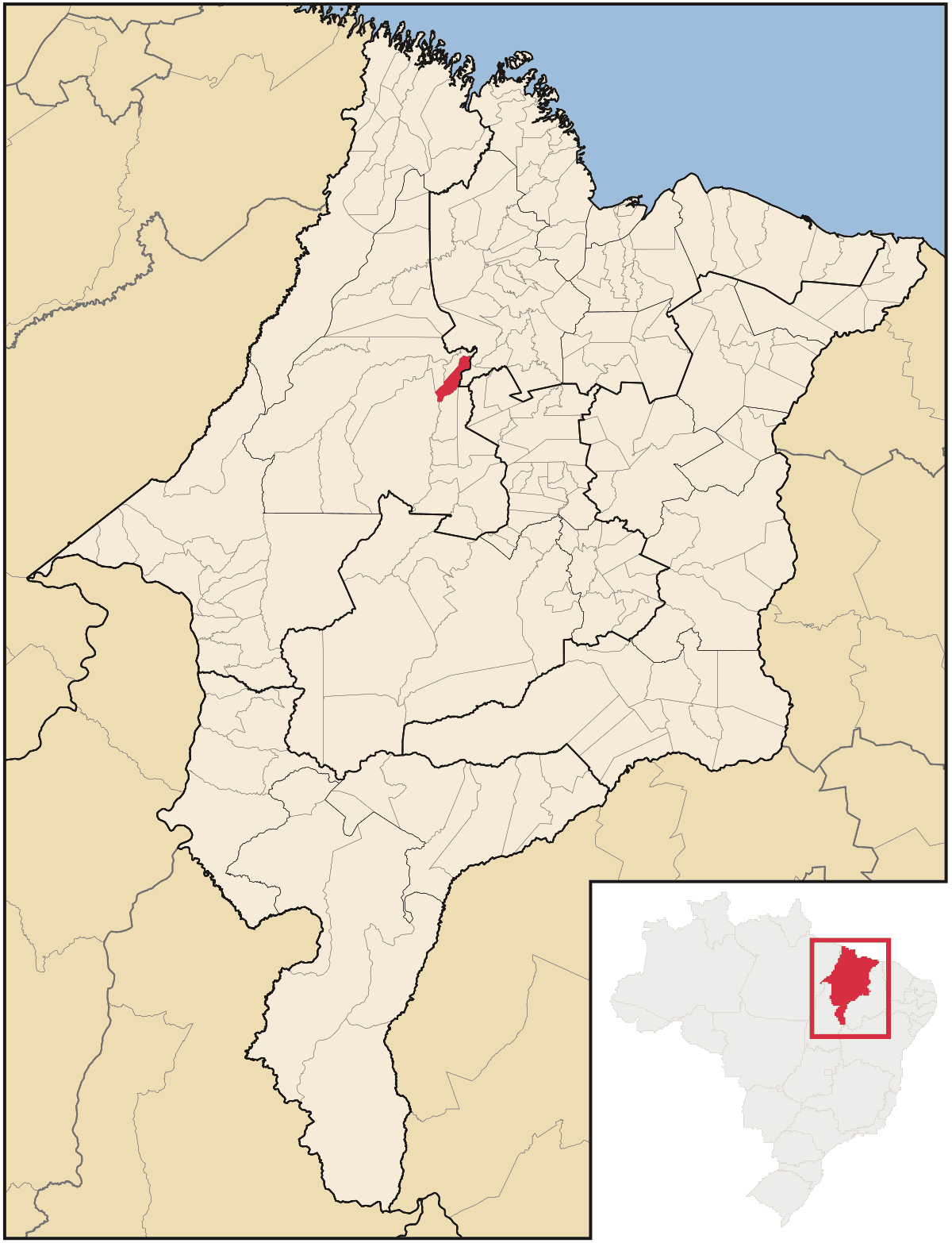 Mapa de localização do município de Santa Inês dentro do estado do Maranhão