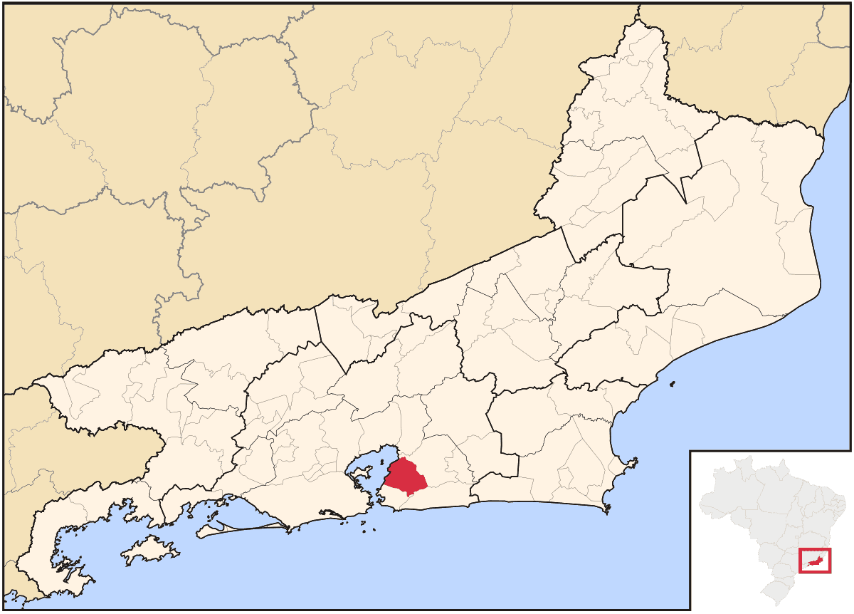 Mapa de localização do município de São Gonçalo dentro do estado do Rio de Janeiro