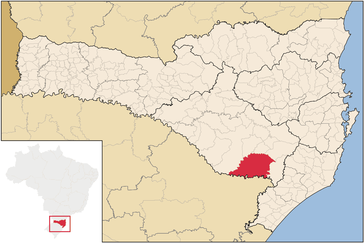 Mapa de localização do município de São Joaquim dentro do estado de Santa Catarina