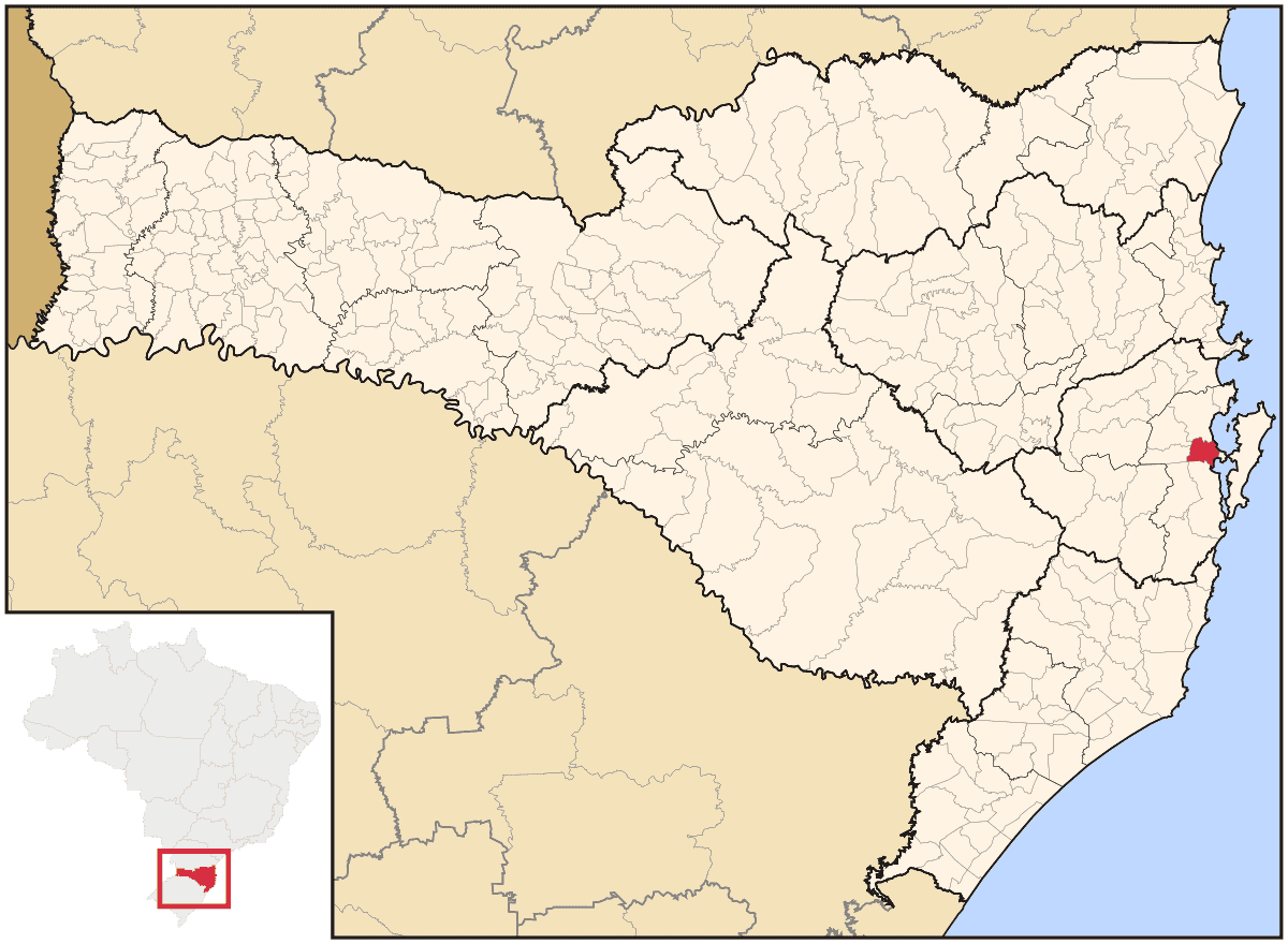 Mapa de localização do município de São José dentro do estado de Santa Catarina