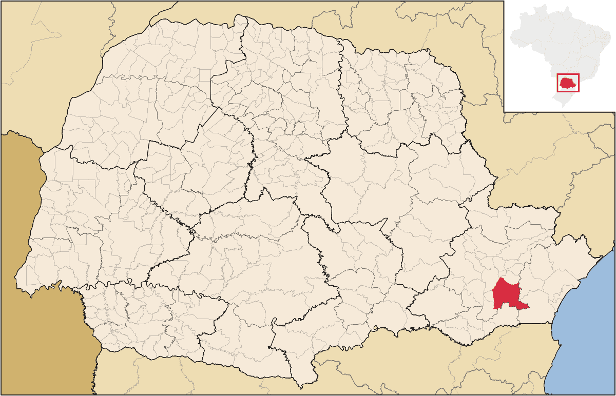 Mapa de localização do município de São José dos Pinhais dentro do estado do Paraná