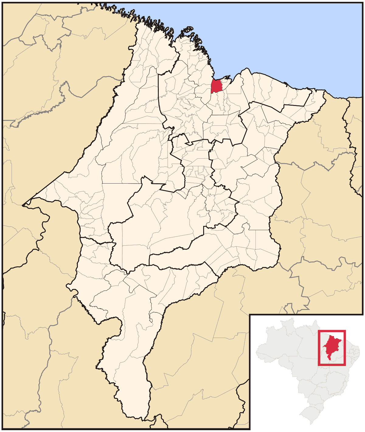 Mapa de localização do município de São Luís dentro do estado do Maranhão