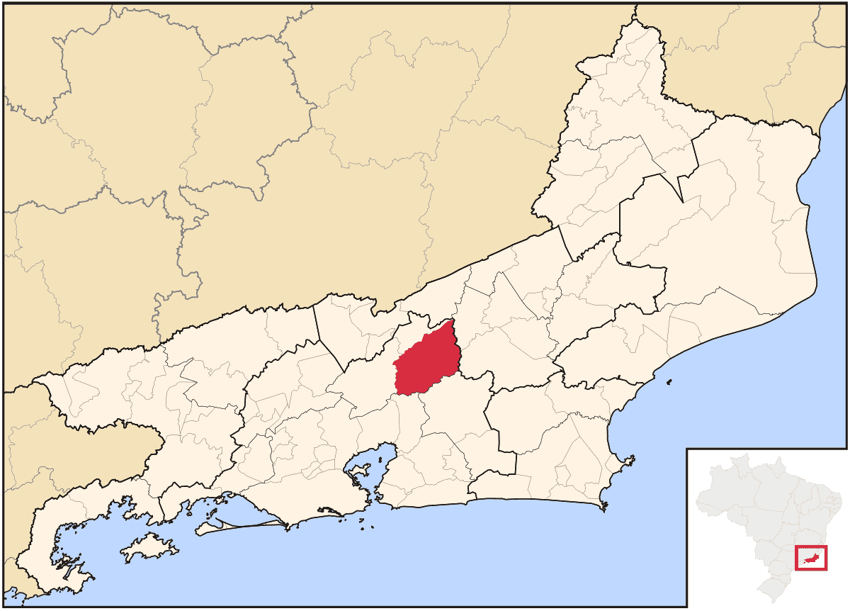 Mapa de localização do município de Teresópolis dentro do estado do Rio de Janeiro