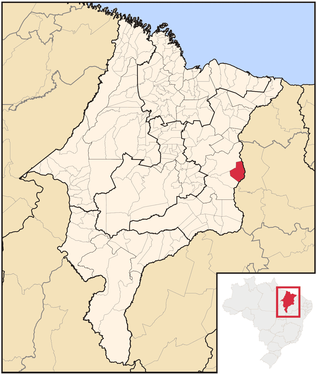 Mapa de localização do município de Timon dentro do estado do Maranhão