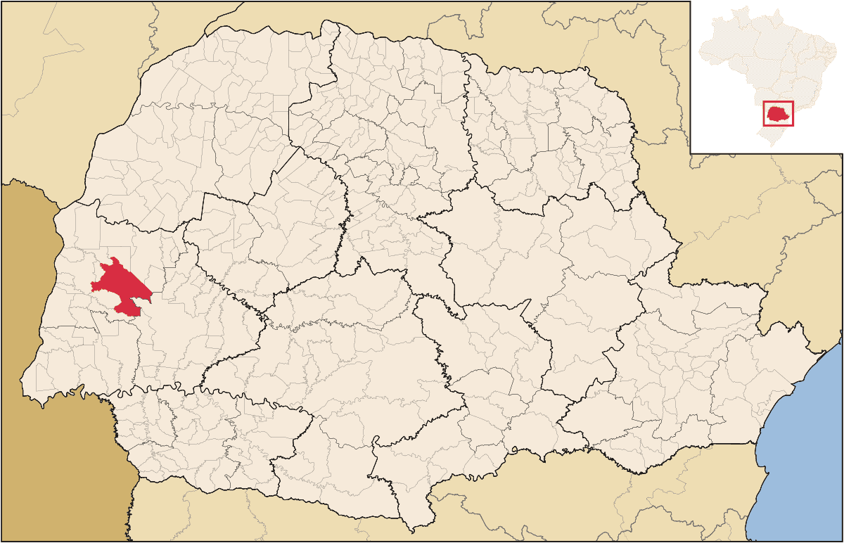 Mapa de localização do município de Toledo dentro do estado do Paraná