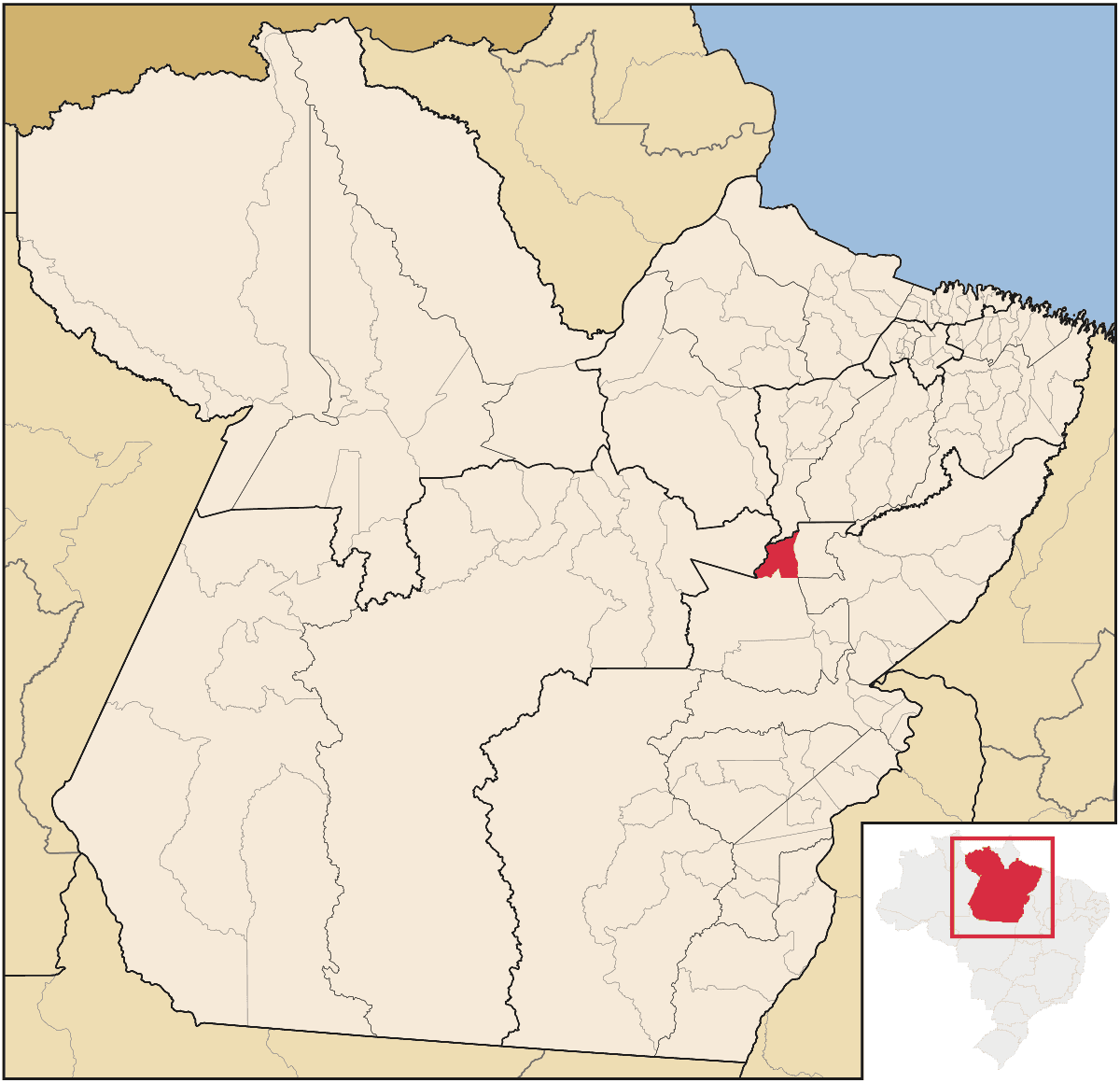 Mapa de localização do município de Tucuruí dentro do estado do Pará