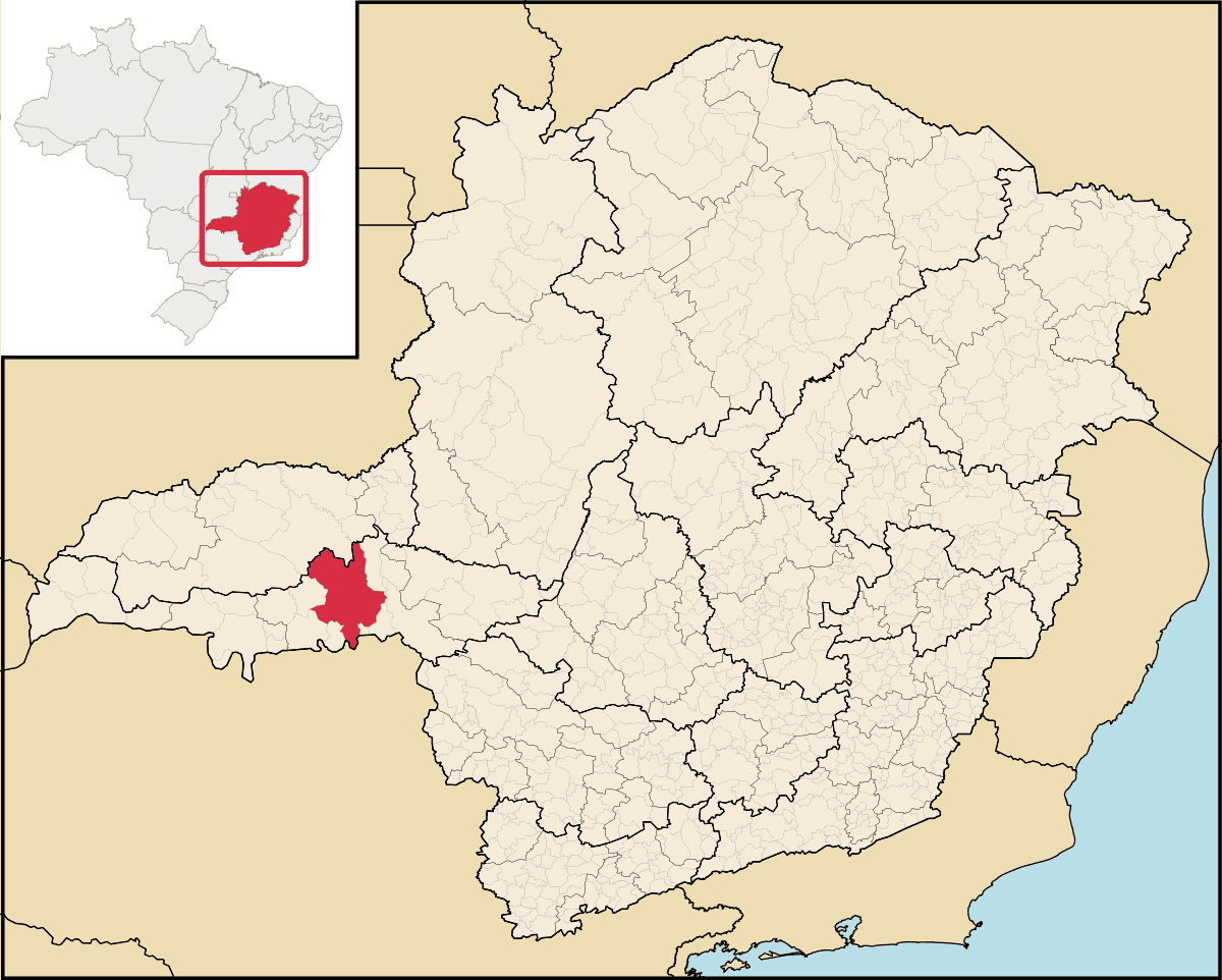 Mapa de localização do município de Uberaba dentro do estado de Minas Gerais.