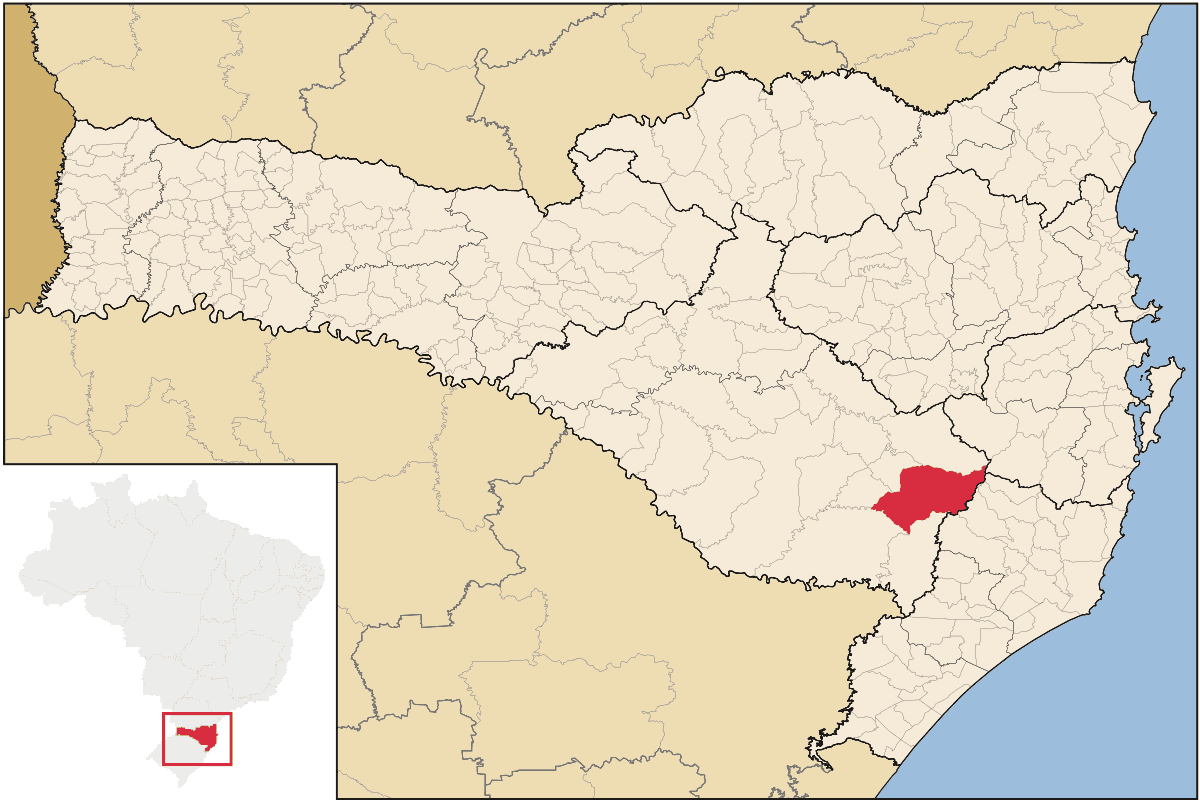 Mapa de localização do município de Urubici dentro do estado de Santa Catarina